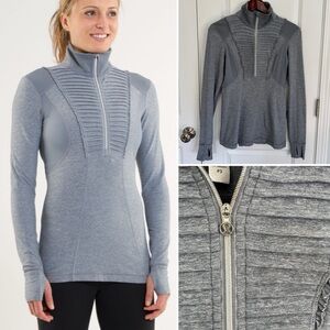 Lululemon Run Your Heart Ruffle Quarter Zip Up Pullover Top